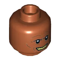 Minifig Head Kardue'sai'Malloc, Cheek Lines, Grin with Yellow Teeth Print