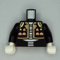 Torso Jacket, Mariachi Band, White Skeleton print, Black Arms, White Hands