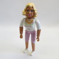 Belville Figure Articulated Elbows, Female, Light Yellow Hair, White Top with Flowers and Leaves Collar Print