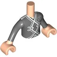 Minidoll Torso Boy with Light Nougat Arms and Hands with Dark Bluish Grey Uniform, White Decorations print