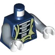 Torso Robe, Torn Revealing Skeleton Bones Print, Sand Blue Arms, White Hands