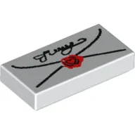 Tile 1 x 2 with Letter with Script and Seal Print