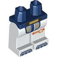 Hips and White Legs with Dark Blue, Sand Blue, and Gold Space Suit Orange Stripe with Triangle on Knees Print