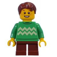 Kid - Bright Green Torso, Reddish Brown Legs, Reddish Brown Hair