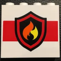 Panel 1 x 4 x 3 [Side Supports / Hollow Studs] with Black and Yellow Fire Logo Print