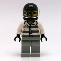 Criminal, Prison Shirt with #86753, Light Bluish Gray Legs, Black Helmet with Visor, Eyemask