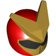 Helmet with Large Gold V Shape on Top and Black Visor Print