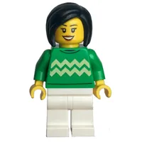 Bright Green Torso, White Legs, Black Hair