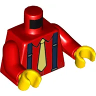 Torso Shirt with Dark Blue Suspenders, Tan Tie Print, Red Arms, Yellow Hands