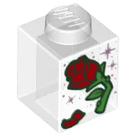 Brick 1 x 1 with Red Rose Print