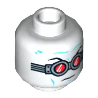 Minifig Head Mr Freeze, Goggles with Red Lenses, Medium Azure Wrinkles Print [Hollow Stud]