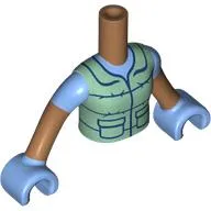 Minidoll Torso Girl with Medium Blue Shirt, Olive Green Bodywarmer, Medium Blue Hands, Medium Nougat Arms