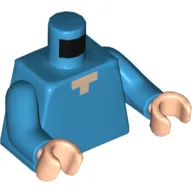 Torso Pixelated Light Nougat Neck Print, Dark Azure Arms, Light Nougat Hands