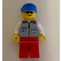 Coast Guard, Light Gray Jacket with Zipper and Badge, Blue Cap, Sunglasses