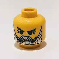 Minifig Head King Leo, Beard with White Beard and Moustache, Crow's Feet Print [Blocked Open Stud]