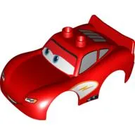 Duplo Car Body 2 Top Studs and Spoiler with Cars Lightning McQueen, No Rust-Eze Logo Print