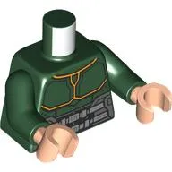 Torso, Dark Green Arms, Light Nougat Hands with print