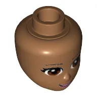 Minidoll Head with Brown Eyes, Bright Pink Lips and Open Mouth Print