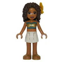 Andrea - Pearl Gold Bikini, White Skirt, Flower