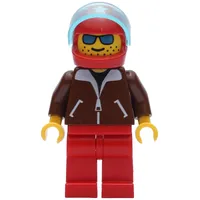 Pilot, Brown Jacket, Red Legs, Red Helmet with Stars and Visor, Blue Sunglasses