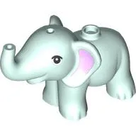 Animal, Elephant, Baby with Pink Ears, Angular Black Eyes print