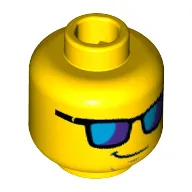 Minifig Head Lifeguard, Blue Sunglasses and Crooked Smile Print
