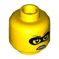 Minifig Head Clara the Criminal, Black Eyemask, Gray Lips, Scar Print