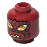 Minifig Head Drix, Gold Insectoid Eyes, Red Scales, Shard Gold Teeth