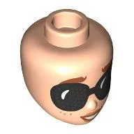 Minidoll Head with Dark Orange Eyebrows, Black Fly Goggle print