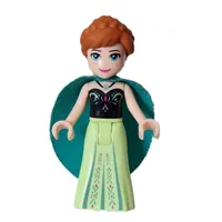 Anna - Black Vest, Yellowish Green Dress, Dark Turquoise Cape