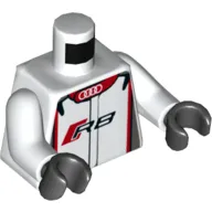 Torso Racing Jacket with Audi Logo and 'R8' Print, White Arms, Black Hands