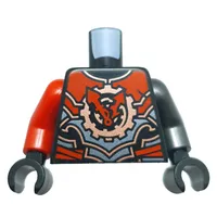 Torso, Odd Arms, Red/Silver/Copper Armor, Gears/Clock with Red Dials print, Left Pearl Titanium Arm, Right Red Arm, Black Hands