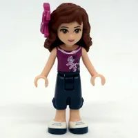 Olivia - Magenta Top, Dark Blue Trousers, Bow