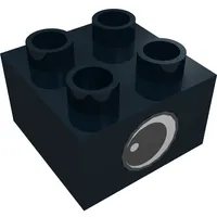 Duplo Brick 2 x 2 with Eye with White Spot Print, on Two Sides - Type 1