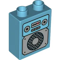 Duplo Brick 1 x 2 x 2 with Bottom Tube - Car Radio and Speaker Print