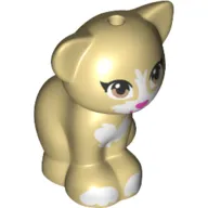 Animal, Cat, Sitting with Brown Eyes, Dark Pink Nose and White Markings Print