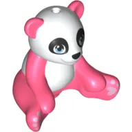 Animal, Panda Sitting with White Head and Belly and Blue Eyes, Pink Hearts Print