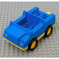 Duplo Car with 2 x 2 Studs in Bed, 1 Stud in Cab and Yellow Base