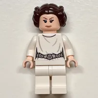 Princess Leia, White Robe, Dark Brown Hair, Decorative Belt, Dual Sided Head Closed Mouth / Smile