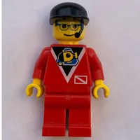 Marine Explorer, Red Shirt with Divers Logo, Black Cap, Glasses and Headset