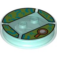 Function Brick Round 4 x 4 x 2/3 with 2 Studs and Orange Magnifying Glass Print