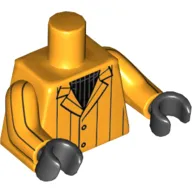 Torso Jacket with Pinstripes and Black Undershirt Print, Bright Light Orange Arms with Pinstripes Print, Black Hands