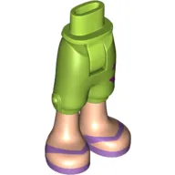 Minidoll Hips and Cropped Trousers with Dark Pink Butterfly, Light Nougat Legs and Medium Lavender Sandals Print