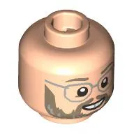 Minifig Head Matt Hooper, Dark Tan Eyebrows, Bears, Silver Glasses, Smile with Teeth / Stern Print