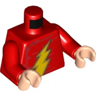 Torso Jacket with Gold Lightning Bolt (Classic Flash Logo) Print, Red Arms, Light Nougat Hands