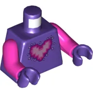 Torso Pixelated Bright Pink and Dark Pink Heart Print, Dark Pink Arms, Dark Purple Hands