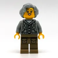 Woman, Light Bluish Gray Cardigan, Dark Tan Legs, Light Bluish Gray Hair