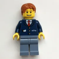 Train Worker - Dark Blue Torso, Sand Blue Legs, Dark Orange Hair