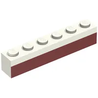 Brick 1 x 6 with Dark Red Bottom Stripe Print - Set 611-2