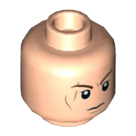 Minifig Head Anakin Skywalker, Dark Brown Eyebrows, Scar, Determined / Yellow Eyes, Angry Print